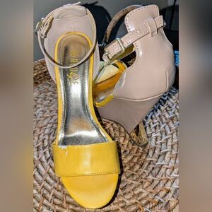 ROUGE YELLOW & NUDE PLATFORMS SZ 8